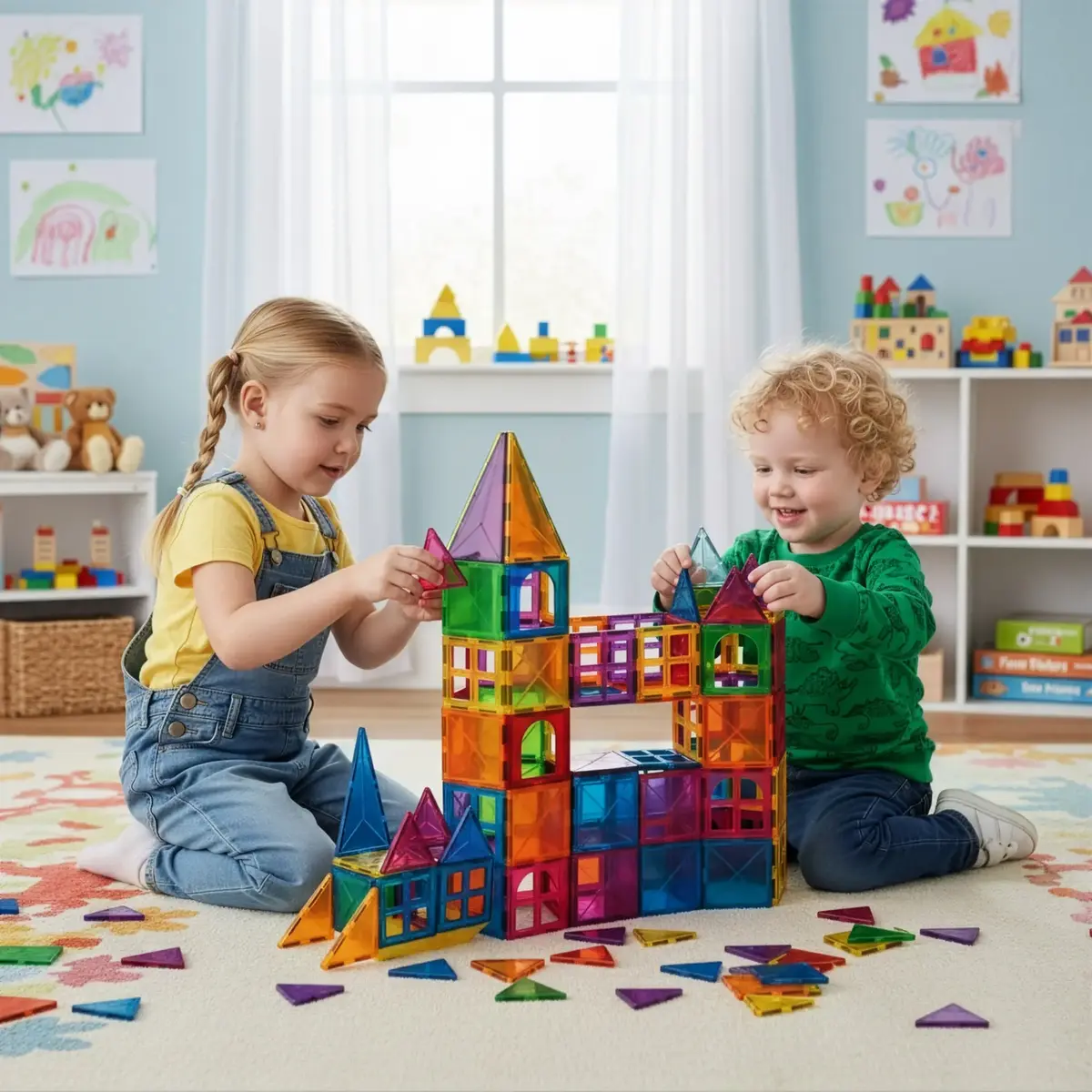Magnetic Building Set 60 Pieces Springos KG0047 Photo 7