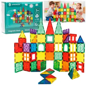 Magnetic Building Set Springos KG0048 — 100 pieces, construction toy with magnetic tiles