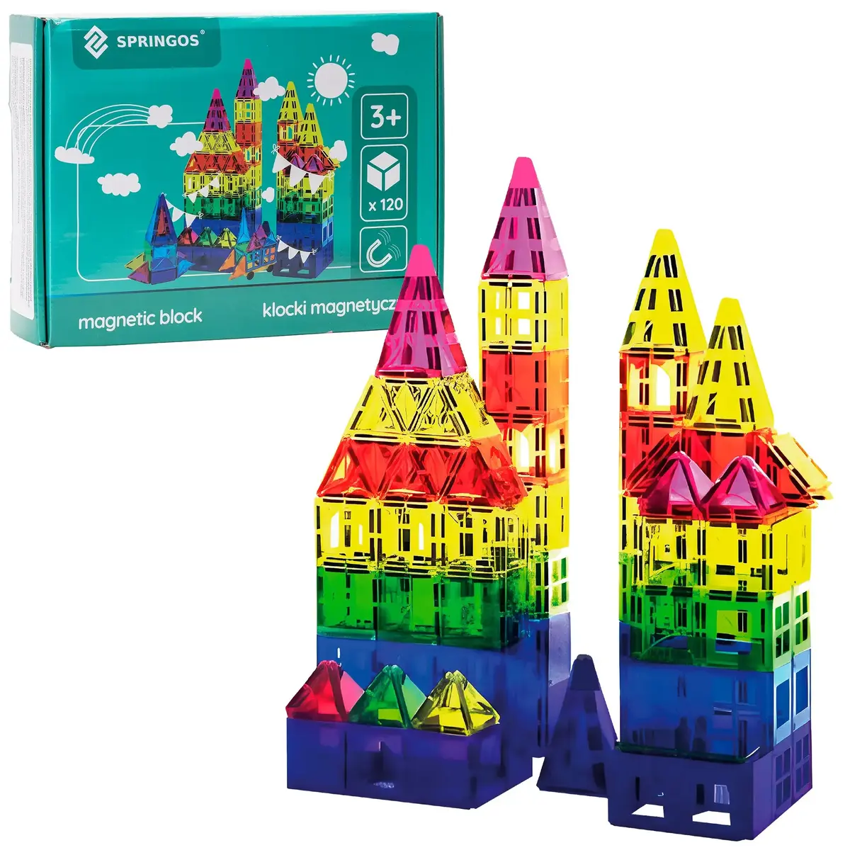 Magnetic Building Set Springos KG0049 — 120 pcs Photo 2