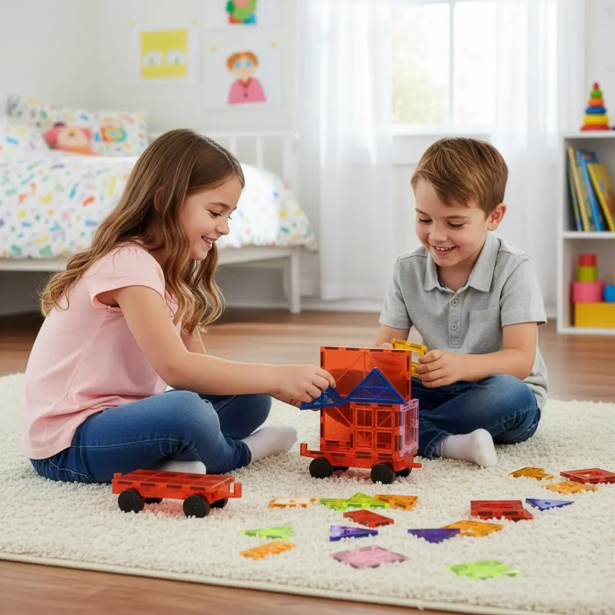 Magnetic Building Set Springos KG0049 — 120 pcs Photo 4