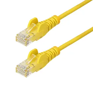 StarTech N6PAT7MYLS 7 м Желтый тонкий интернет-кабель CAT6 с коннекторами RJ45, UTP, LSZH, поддержка 100W PoE и жилы из чистой меди 28AWG