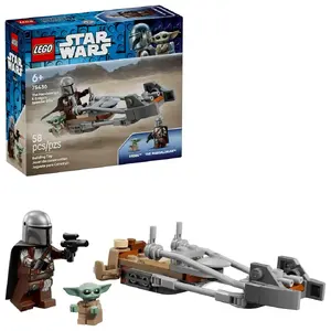 LEGO Star Wars set 75436 Mandalorian and Grogu Speeder Bike, 58 pieces, ages 6+, 2 minifigures