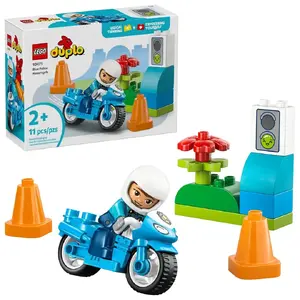 Toy motorcycle LEGO DUPLO 10471 — blue police motorcycle, 11 pieces, 1 DUPLO figure, age 2+