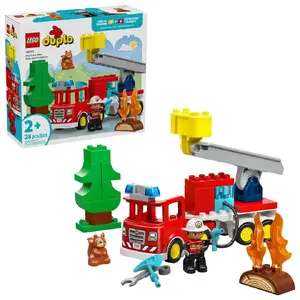 LEGO DUPLO Town preschool building set 10473 Fire Truck with Fire Hose and Firefighter, 28 pieces, age 2+