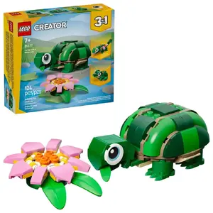 Toy set LEGO Creator 31377 — 3in1 buildable turtle and water lily, 124 pieces, age 7+
