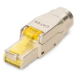 Полевой разъём RJ-45 DIGIT CAT 6A DN-93638, AWG 22–27, поддержка 4PPoE/IEEE802.3bt, серебристо-жёлтый