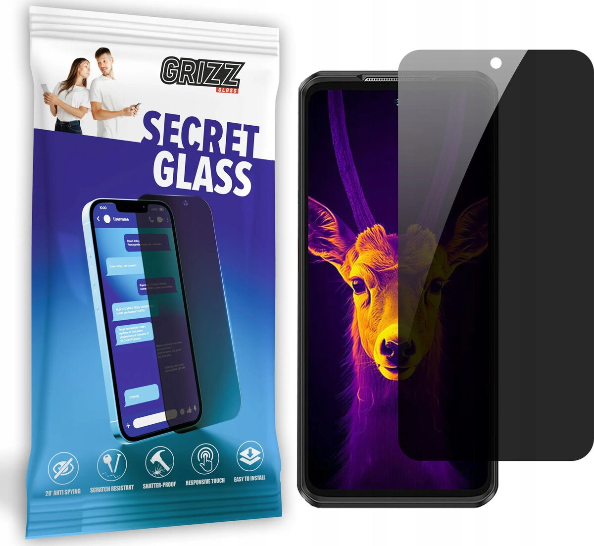 Stikla aizsargs ar privātuma efektu GrizzGlass