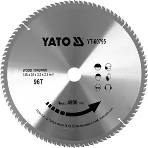 Дисковая пила YATO YT-60795, диаметр 315 мм, 96 зубьев, посадочное 30 мм