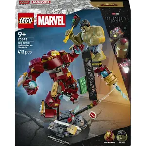 Construction playset LEGO Marvel Epic Showdown: Hulkbuster vs Hulk 76343 — 413 pieces, 2 minifigures, age 9+