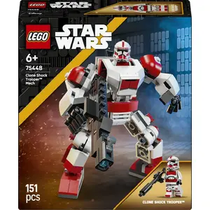 LEGO Star Wars buildable mech Clone Shock Trooper set 75448 — 151 pieces, 130 mm height, 1 minifigure, age 6+