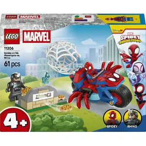 LEGO playset Marvel Spidey on Motorcycle vs Rhino 11206 — 61 pieces, 2 minifigures, age 4+