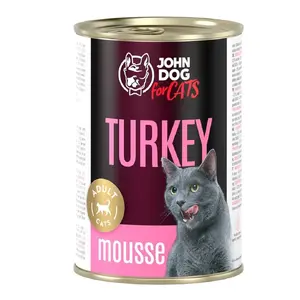 Консервы для кошек john dog JD for CATS DOROSŁY INDYK MUS 400 г — влажный полнорационный корм, индейка, для взрослых, 400 г