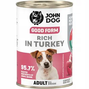 Консервы для собак john dog GOOD FORM DOROSŁY INDYKA 400 г — для взрослых, рецепт с индейкой, полноценный корм, без глютена