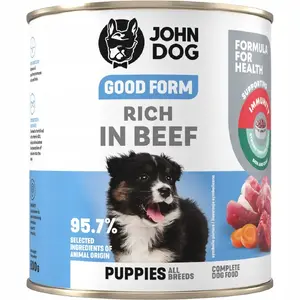 Влажный корм для щенков john dog GOOD FORM 800 г — говяжий рецепт, без зерна, без глютена, полноценный корм для юниоров