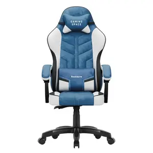 Gaming chair huzaro Force 2.7 — ergonomic high-back gaming armchair, velour, adjustable armrests, tilt, 140 kg max, blue