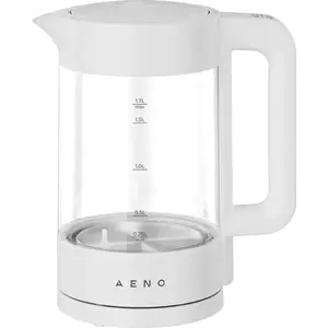 Elektriskais tējkanna AENO AEK0005 1.7 l 1850–2200 W 220–240 V uztur siltumu 30 min, temperatūras režīmi, pults rokturī, balta