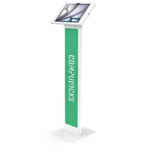 Floor stand enclosure for iPad Air M2 13" (2024) Compulocks Apex — white, brandable, includes 4 keys