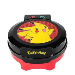 Waffle iron Uncanny Brand WM1POKPIKEU — single circular waffle, 120 V, black/red/yellow