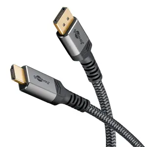 DisplayPort cable WENTRONIC (Goobay) 78965 — 2 m, DisplayPort to DisplayPort, Silver/Black, 5.5 mm