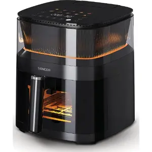 Аэрогриль SENCOR SFR5050BK — компактная настольная фритюрница, 40–200°C, 10 программ, таймер 60 мин, распыление воды, бак 80 мл