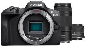 Mirrorless camera Canon EOS R100 with RF-S 18-45mm and RF 75-300mm lenses