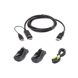 KVM cable kit ATEN 1.8M USB Universal Secure KVM Cable Kit — 1.8 m, USB keyboard/mouse, DisplayPort console, black