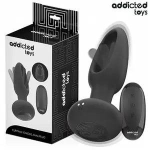 Anal plug with vibrating tongue and remote control — addicted toys D-244528, compact silicone design