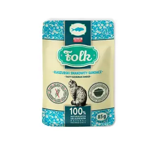 Mitrs kaķu barības maisiņš Folk Kaszubski sandacz 85 g — pieaugušiem, zivju garša, 77% mitruma