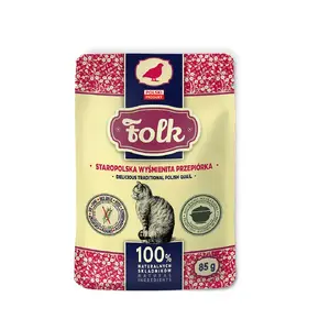 Влажный корм для кошек Folk Staropolska wyśmienita przepiórka 85 г — вкус перепёлки, полноценный корм для взрослых кошек