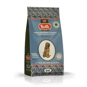 Mitrs suņu barības Folk Podhalańska ar jēru, cīruli un pētersīļiem, pieaugušiem vidēji/lieliem šķirnēm, 12 kg, bez graudiem, 25% olbaltumvielu