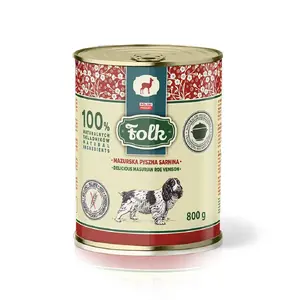 Влажный корм для собак Folk Mazurska pyszna sarnina 800 г — для взрослых, полное питание, вкус оленины, без глютена и сои