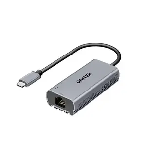 Адаптер USB-C на RJ45 Unitek U1343AGY01 — 5 Гбит/с Ethernet, USB-C (m) на RJ45 (f), серый, кабель 0.15 м