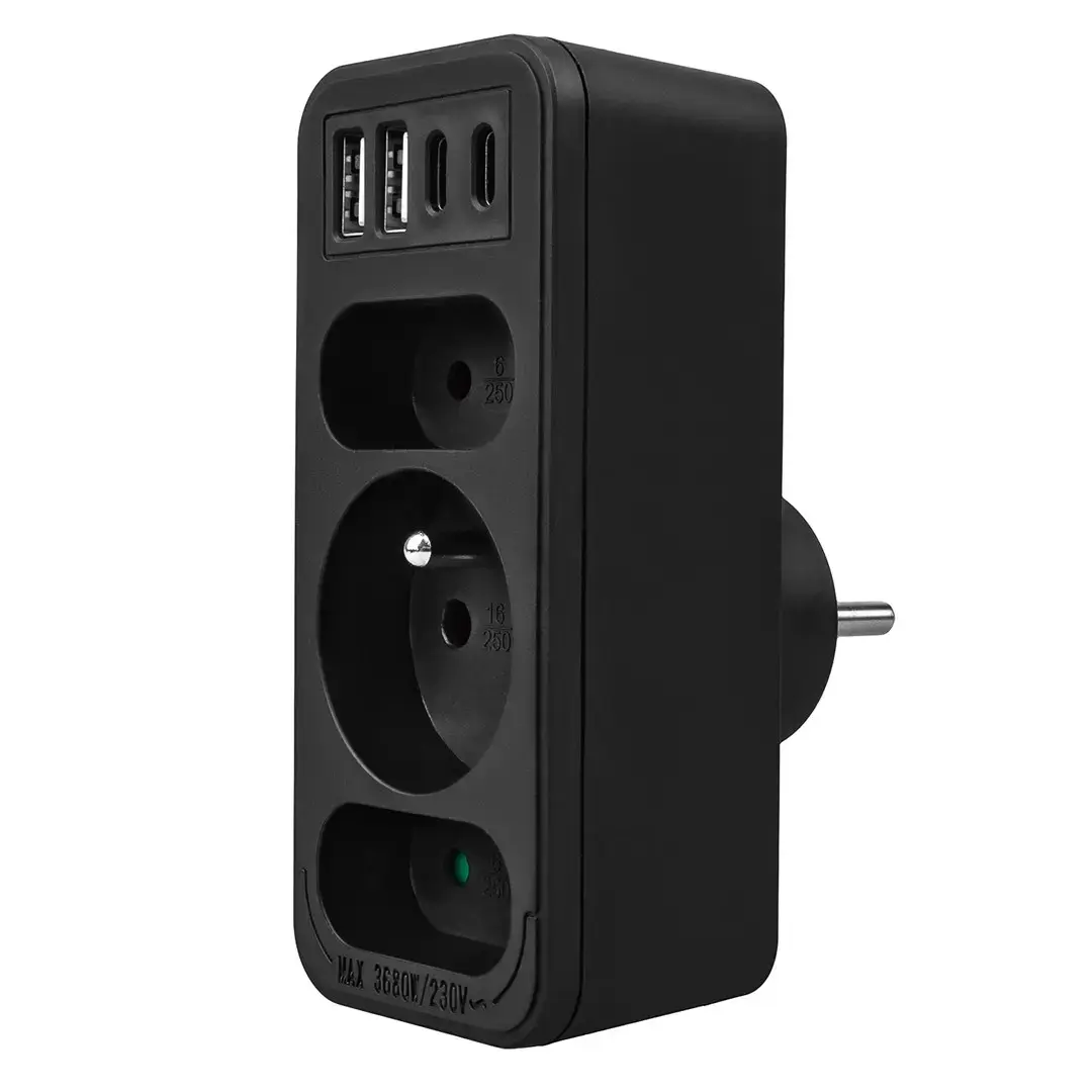MACLEAN MCE248 F/B sadalītājs — 3 kontaktligzdas + 4 USB Photo 2