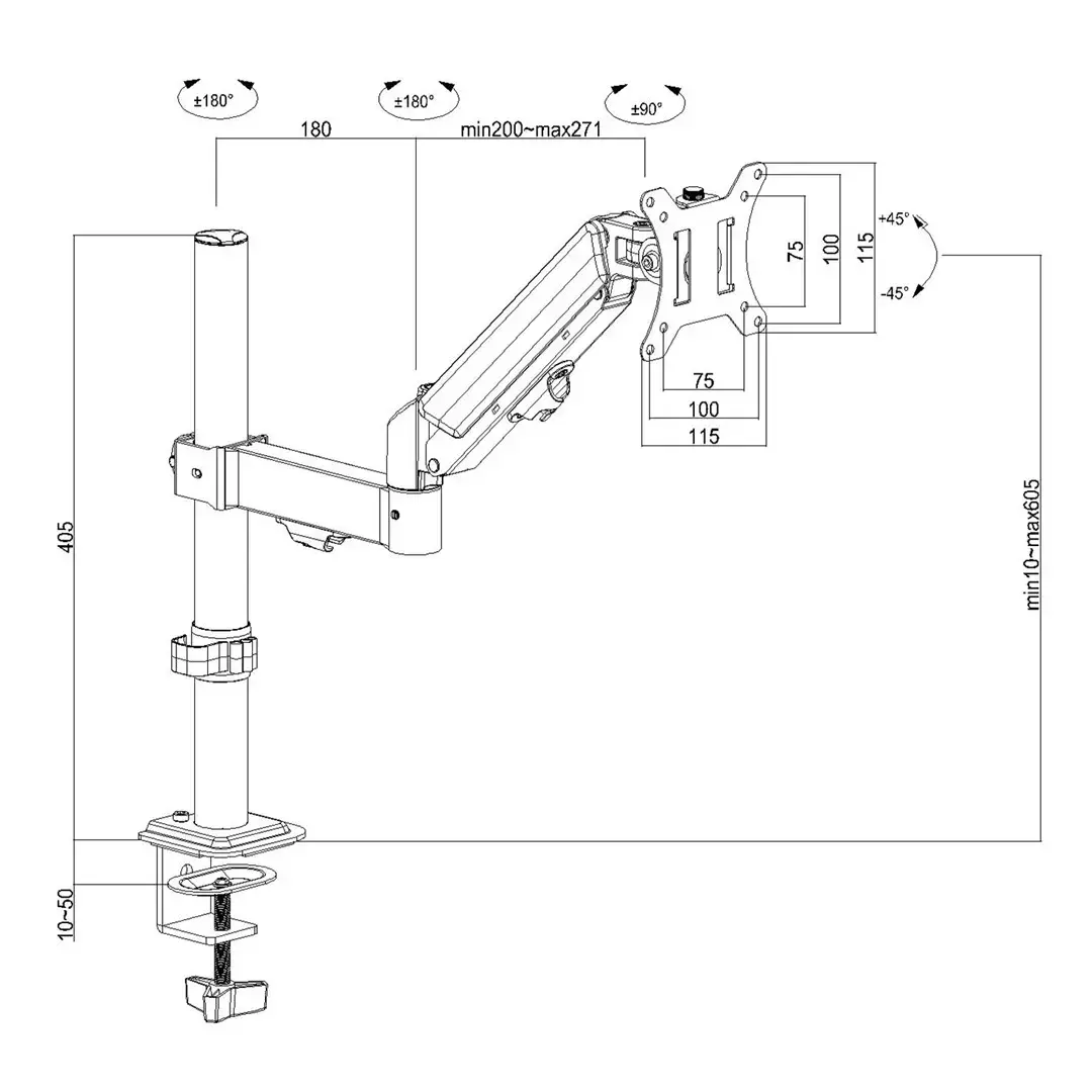 Monitor mount MACLEAN MC-135 gas spring Photo 4