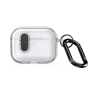 Protective PC+TPU Case with Hook for Apple AirPods Pro 3 by dux ducis — PECL Series, Black Clear