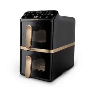 Gaisa cepamā krāsns Philips 4000 Series Dual Stack vertikālās grozi 10 L 2750 W skārienvadība melna