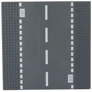 Construction Base Plate for Building Blocks LEANToys 26×26 cm — Road with Drainage