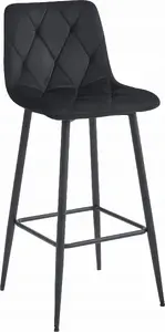 Bar stool LEOBERT NADO — black velvet seat, black legs