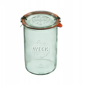 Glass jar WECK cylindrical 1000 ml set of 6 with lids and rubber seals