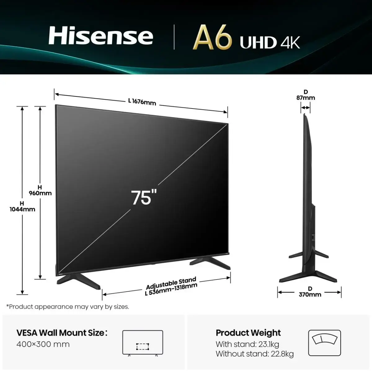 Hisense 75A6Q 75" 4K Smart TV Photo 2