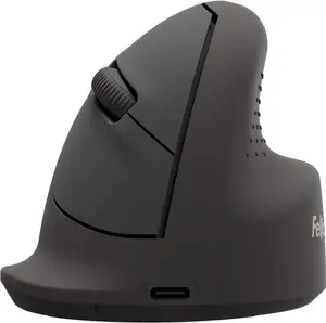 Fellowes Breyta vertikālā bezvadu pele ergonomiskā labās rokas optiskā 1600 DPI Bluetooth USB Type-C melna