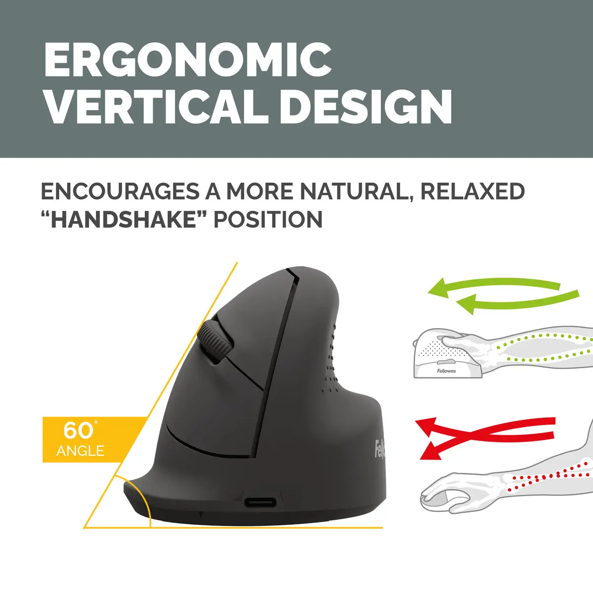 Fellowes Breyta Vertical Wireless Mouse Medium Photo 3