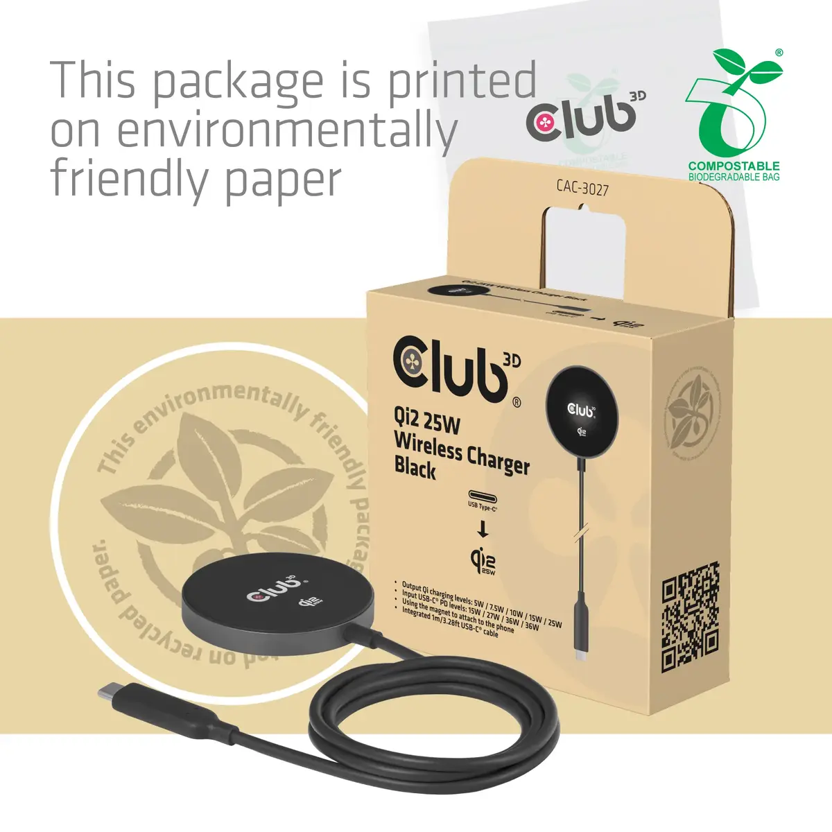Bezkontakta lādētājs CLUB3D CAC-3027 Qi2 25W Photo 9