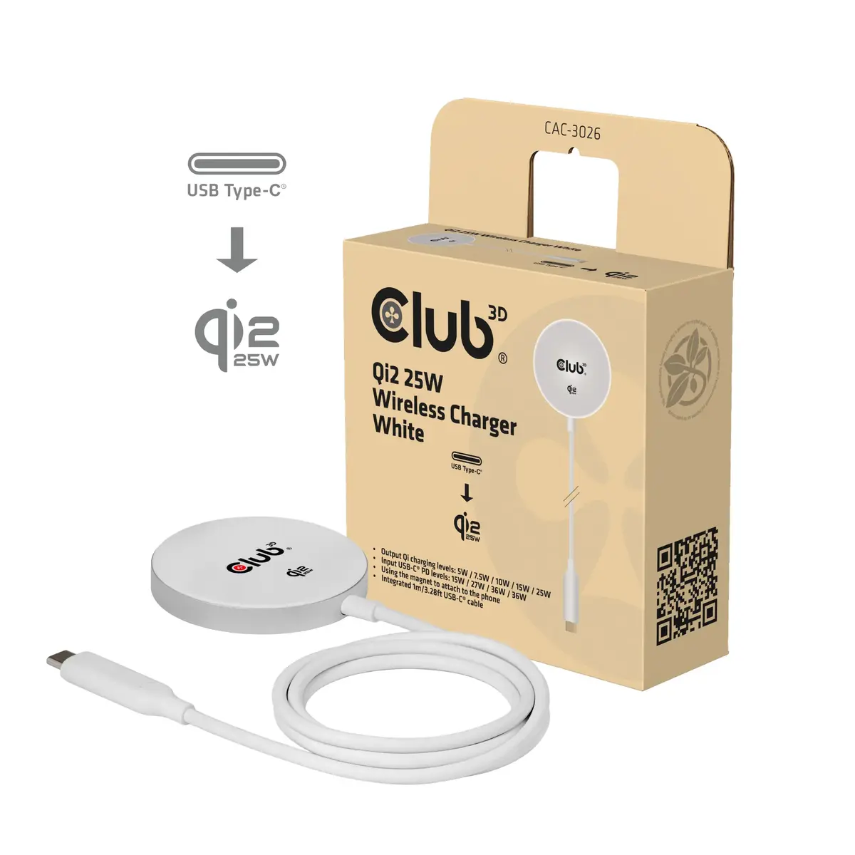 Беспроводное зарядное club 3d CAC-3026 25W Photo 2