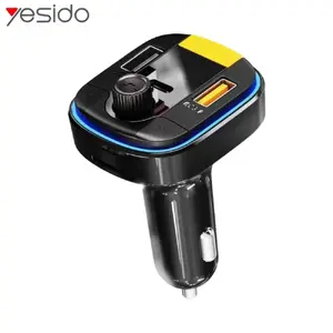 Automašīnas Bluetooth FM pārveidotājs un ātrā lādētāja yesido Y45 — Bluetooth uz FM, 43W, melns