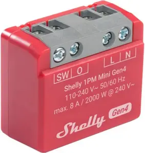 Shelly 1PM Mini Gen4 2-pack — Shelly Wi‑Fi реле с учётом мощности, компактный модуль