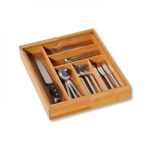 Drawer organizer box for table accessories KESPER 35–57 x 43.5 x 5 cm, bamboo, FSC
