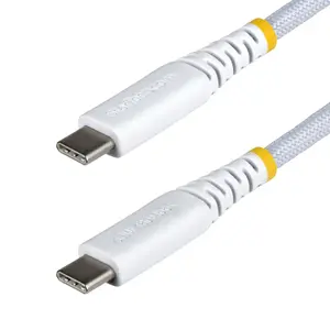 StarTech USB-C to USB-C Charging Cable USB2CC15CMNCBRWH, USB 2.0, 60W Power Delivery, 3A, Braided Nylon, White