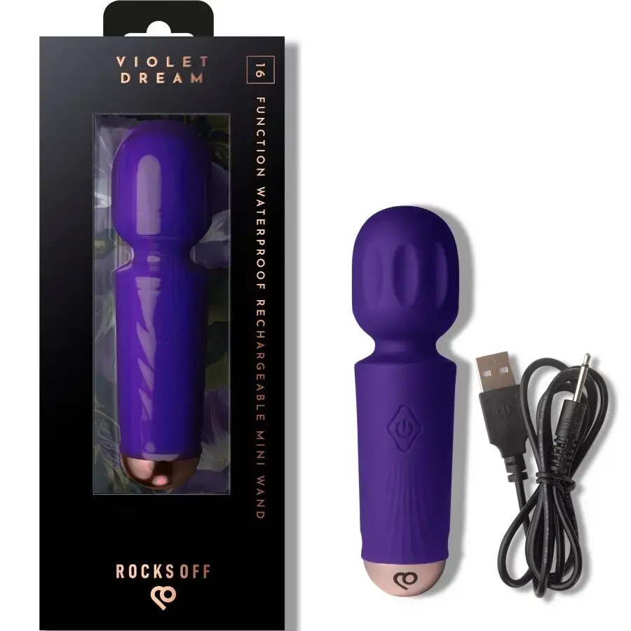 Nūjas massieris rocks off Mini Rechargeable Wand Violet Dream Photo 2