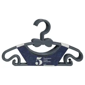 Clothes hanger BESK 30×17 cm plastic, set of 5, grey